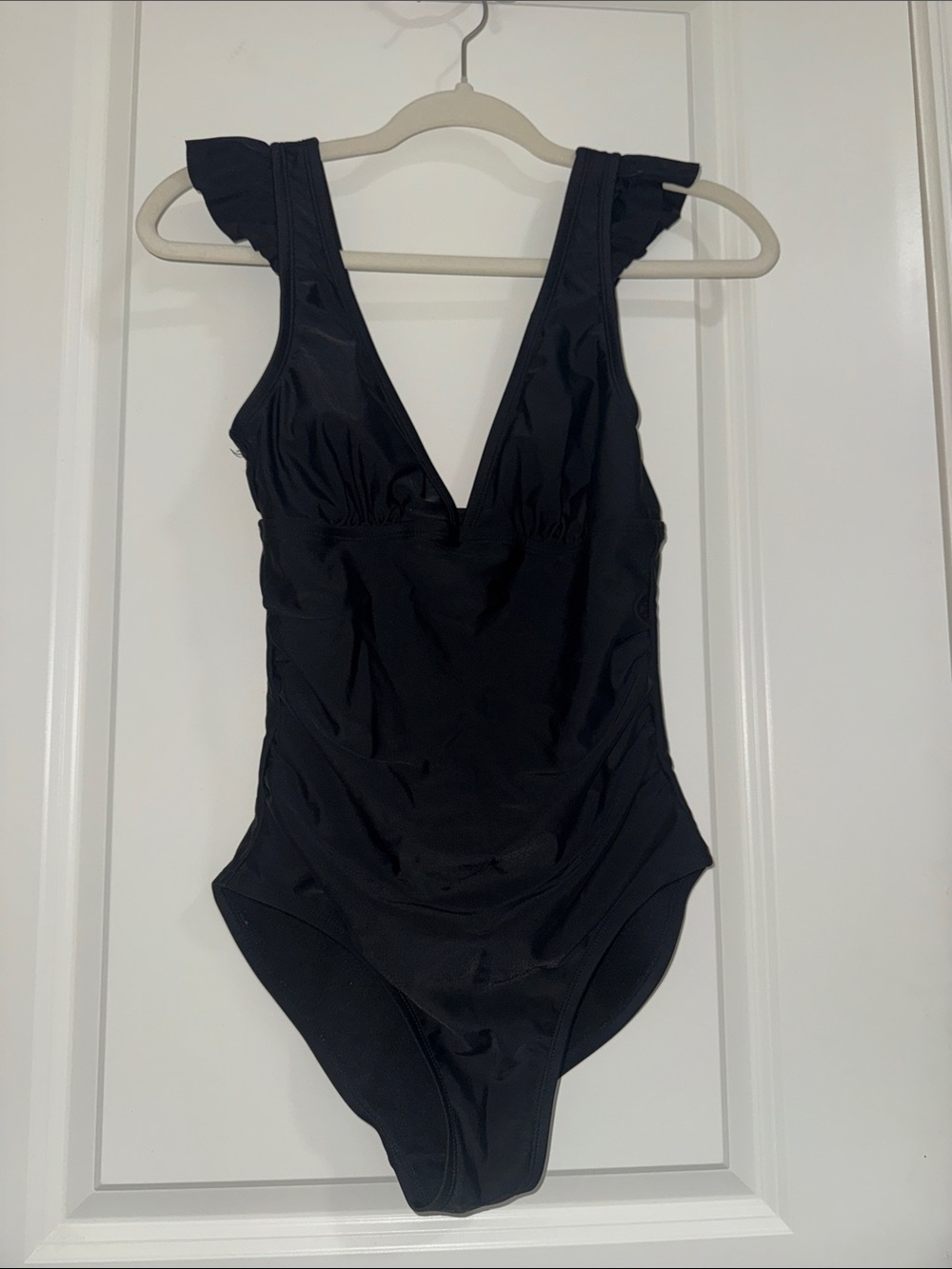 Target Black One-Piece Swimsuit with Ruffle Shoulder Straps